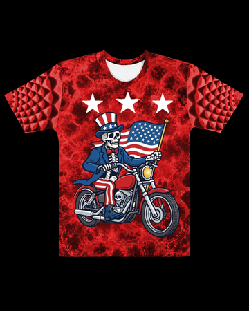 "Uncle Sam Freedom Rider" Cotton Print T-Shirt